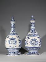 Two Delft Pilgrim Flasks and Covers With the Arms of Count Hastfers