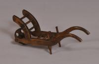 S/3688 Antique Treen 19th Century Fruitwood Miniature Model of a Sack Barrow