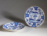 A Pair of Blue and White English Delft Chargers