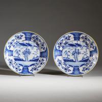 A Pair of Blue and White English Delft Chargers