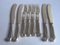A Fine Set of Silver Gilt Dessert Knives and Forks made in London in 1873 by Francis Higgins