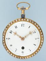 Pearl Set Gold and Enamel Watch