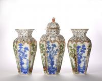 A Garniture of Three Bristol Hard-Paste Vases