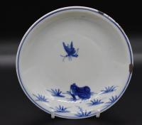 Tianqi period blue and white frog and fly dish