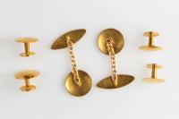 Antique Dress Set of Cufflinks & Studs in 14 Carat Gold and Coloured Enamel, *English circa 1910