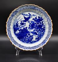 Tianqi Period Blue and White Crane Foliate Dish