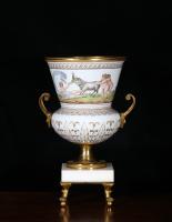 A Werner and Mieth Painted Flussglas Gilt Metal Mounted Vase