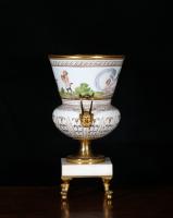 A Werner and Mieth Painted Flussglas Gilt Metal Mounted Vase