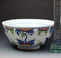 Antique 18th century English delftware bowl with polychrome decoration