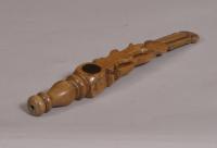 S/3745 Antique Treen 19th Century Carved Beech Knitting Sheath