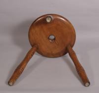 S/3746 Antique 19th Century Sycamore and Ash Stool