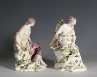 A Pair of Chelsea Figures of Sight and Smell, from the Five Sences