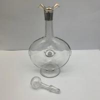 Glass Wine Decanter with Silver Rim Pourer