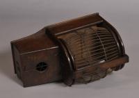 S/3748 Antique Treen 19th Century Mahogany Circus Mouse Carrier