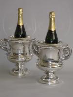 Pair Old Sheffield Plate Silver wine coolers, circa 1820.