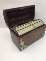 Brown Leather Stationary Box with Silver Decoration by Commyns, London