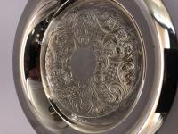 Silver Plate Circular Dish with Embossed Decoration & Broad Rim