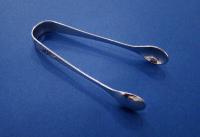 Small Silver Sugar Tongs with Engraved Scroll Decoration