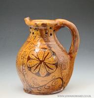 English pottery puzzle jug scraffito decorated and dated 1798 with initials SW