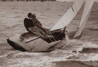An original Beken photograph of HRH Duke of Edinburgh sailing cowslip