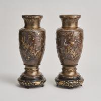 Japanese multi-metal Bronze vases by Kumagaya