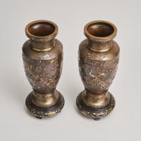 Japanese multi-metal Bronze vases by Kumagaya