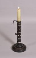 S/3804 Antique Treen Early 19th Century Spiral Candlestick