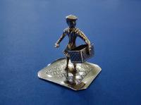 Dutch Silver Miniature Man With Basket & Newspaper
