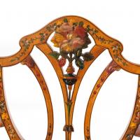 A late Victorian Sheraton revival painted satinwood armchair