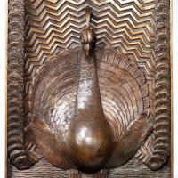 Art Deco bronze panel of a peacock signed J Passani