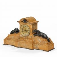 Napoleon III yellow Sienna marble mantel clock
