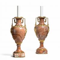 A pair of good Napoleon lll rouge marble vases