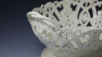 Antique creamware pottery basket and stand English late 18th century period