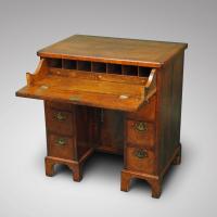 Early 18th Century Walnut Secretaire Kneehole Desk, English, Circa 1710