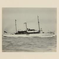 Early silver gelatin Photographic print the Steam yacht Cressida at anchor in the Solent
