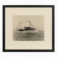 Early silver gelatin photographic print of the sailing yacht Curlew