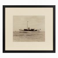Early silver gelatin photographic print of the Gentleman’s yacht Frebelle