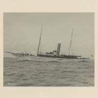 Early silver gelatin photographic print of the sailing yacht Venessa