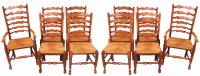 Set Of 10 English 19th Century Ash & Elm Ladder Back Dining Chairs