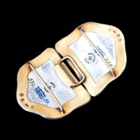 A Michelsen Thomsen Danish silver and ceramic butterfly buckle