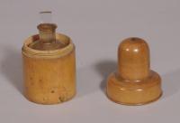 S/3837 Antique Treen 19th Century Boxwood Apothecary's Bottle Case