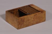 S/3843 Antique Treen 19th Century Figured Walnut Tambour Lidded Table Box