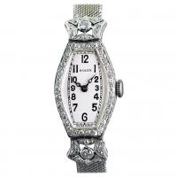 Rolex Ladies White Gold Diamond Chronometer Art Deco Wristwatch, 1926