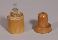 S/3838 Antique Treen 19th Century Boxwood Apothecary's Bottle Case