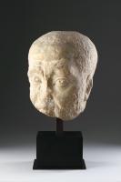 Ancient Imperial Roman Carved White Marble Male Portrait Head