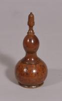 S/3846 Antique Treen Burr Boxwood Spice Flask