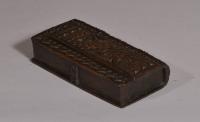 S/3945 Antique Treen 19th Century Solid Mahogany Snuff Box