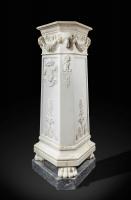 6580 Pair of Neo-Classical Carrera Marble Pedestals by Lorenzo Bartolini (1777-1850)