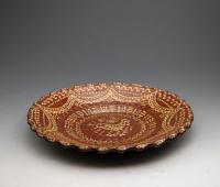 Slipware pottery dish 18th century profusely decorated circa 1750