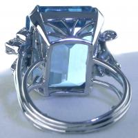 White Gold 21.73 Carat Aquamarine and Diamond Ring, Circa 1940